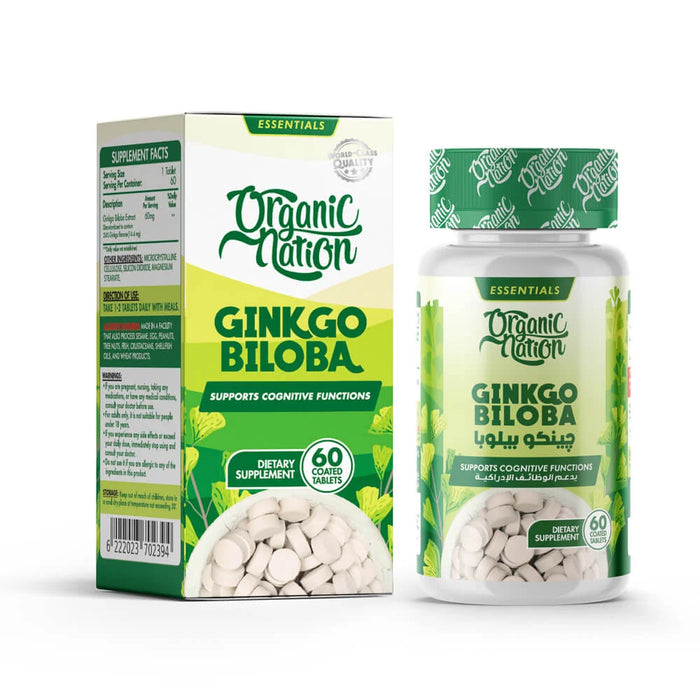 Organic Nation Ginkgo Biloba 60MG-60Serv.-60Tablets