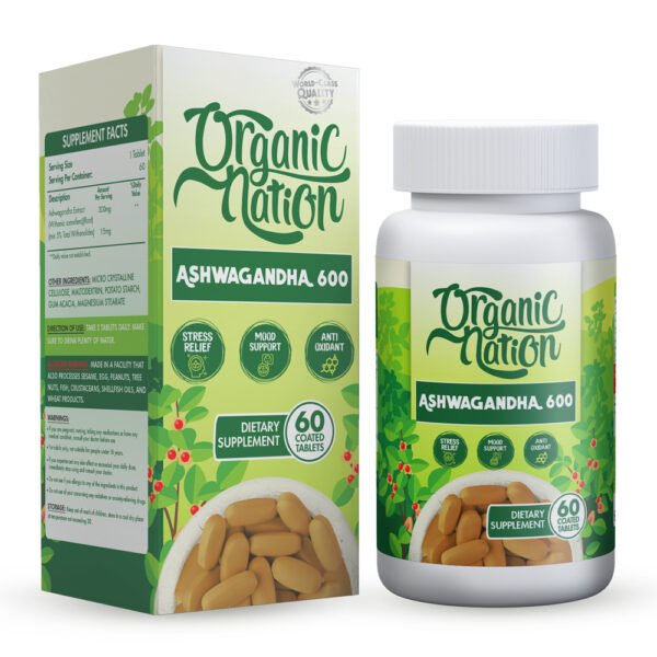 Organic Nation Ashwagandha 600-30Serv.-60Tablets