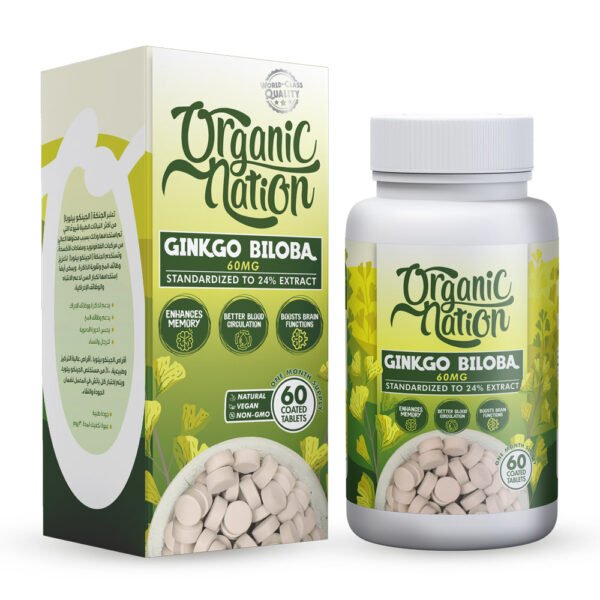 Organic Nation Ginkgo Biloba 60MG-60Serv.-60Tablets