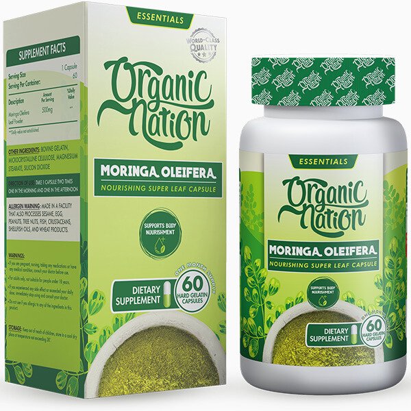 Organic Nation Moringa Oleifera-60Servings-60 Capsules