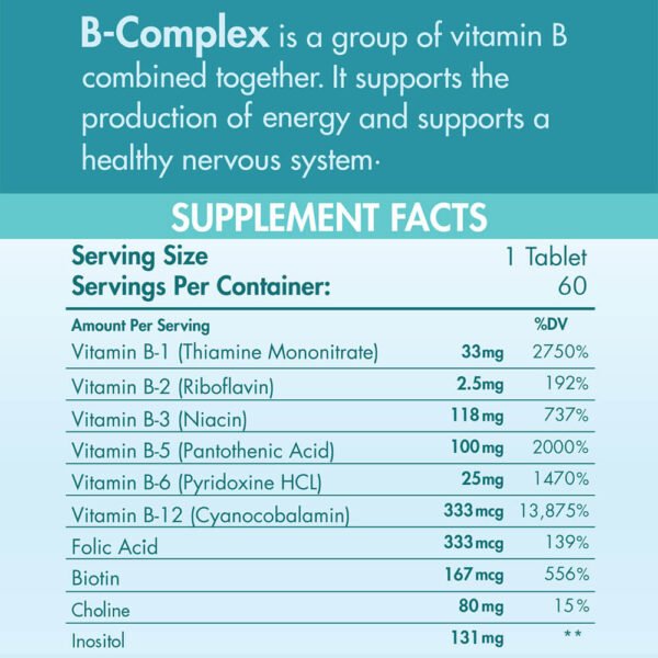 Organic Nation B-Complex Advanced Formula-60Serv.-60Tablets