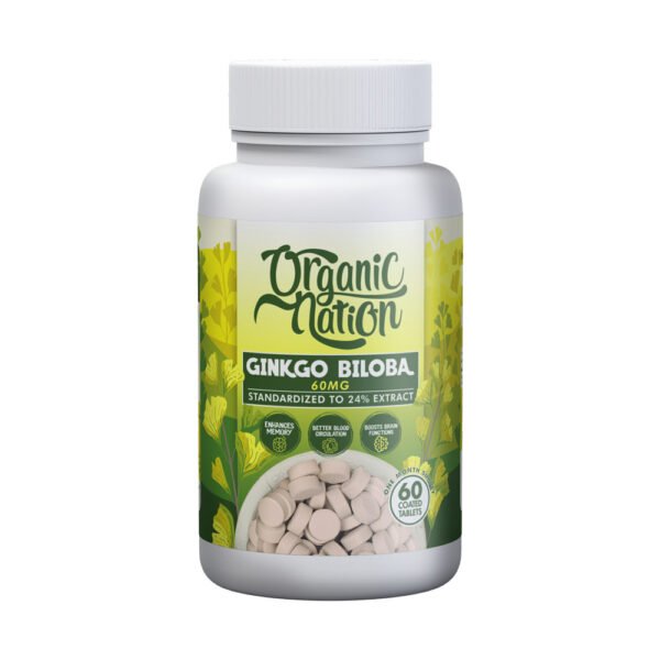 Organic Nation Ginkgo Biloba 60MG-60Serv.-60Tablets