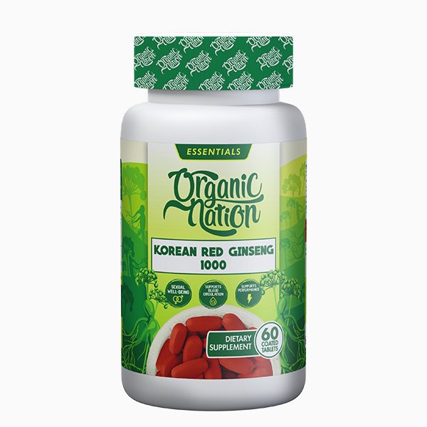 Organic Nation Red Korean Ginseng-60Serv.-60Tablets