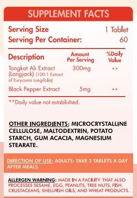 Organic Nation Tongkat Ali-60Serv Organic Nation Tongkat Ali-60Serv.-60Tablets