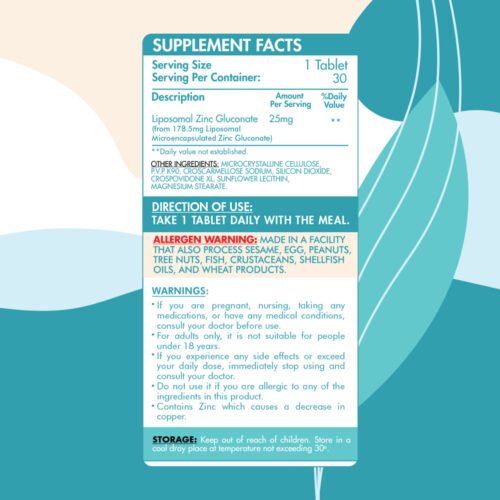 Organic Nation Liposomal Zinc Gluconate-30Serv Organic Nation Liposomal Zinc Gluconate-30Serv.-30Tablets