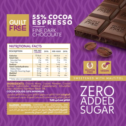 Guilt Free Chocolate Bar 100G-Espresso Chocolate