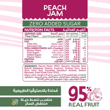 Guilt Free 95% Real Fruit Peach Jam-190Gm